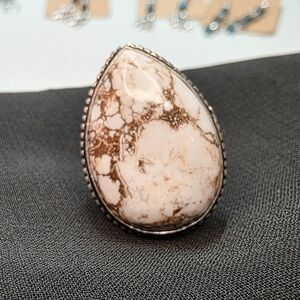 White Horse Silver Adjustable Ring